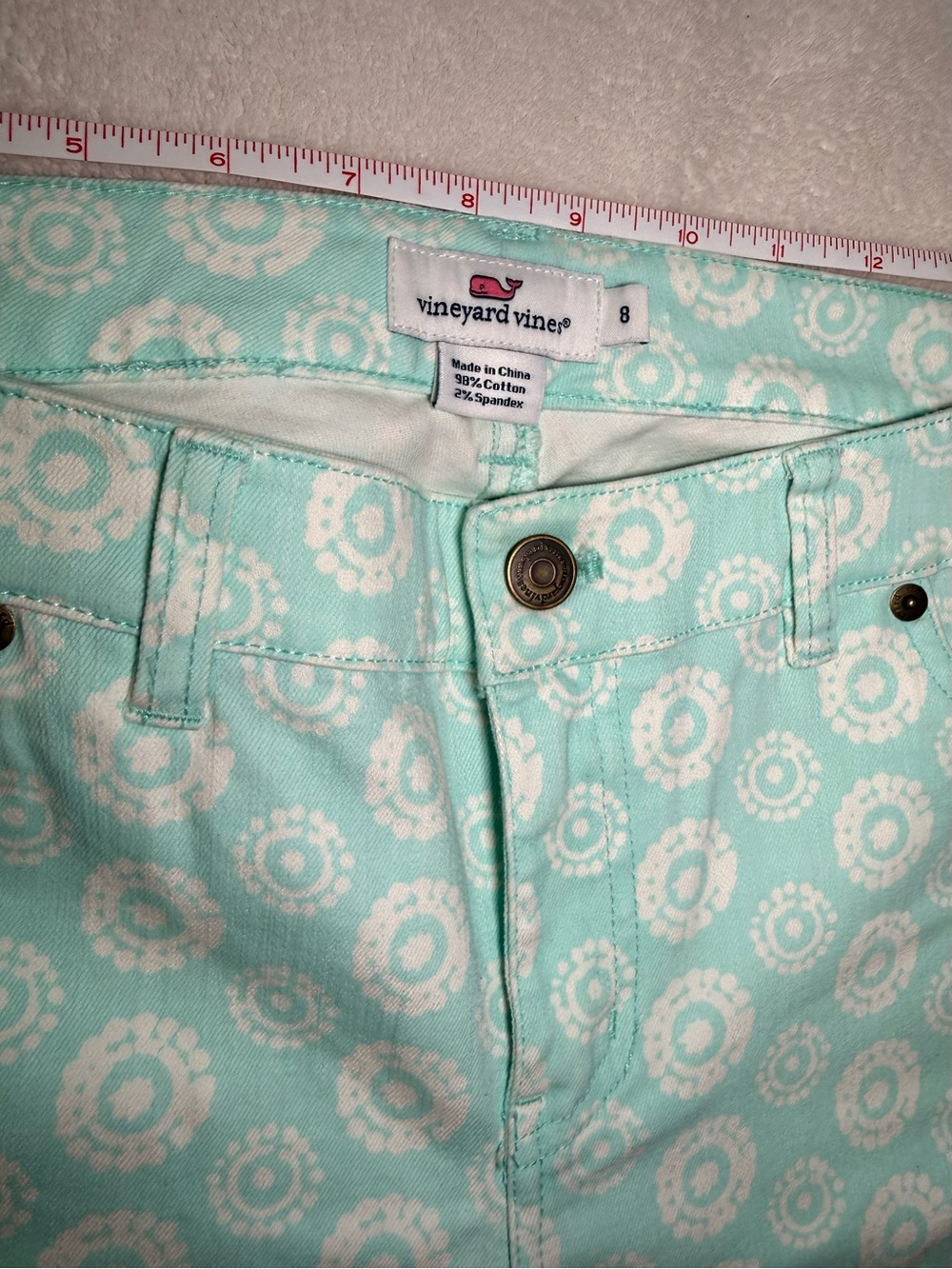 Vineyard Vines Aqua Patterned Pants - Size: 8 - Picture 7 of 10